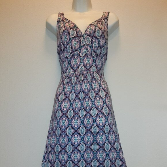 Loveappella Size L * Pink Navy Aqua * Pit to Pit 35" Bodice is lined * - Picture 1 of 8